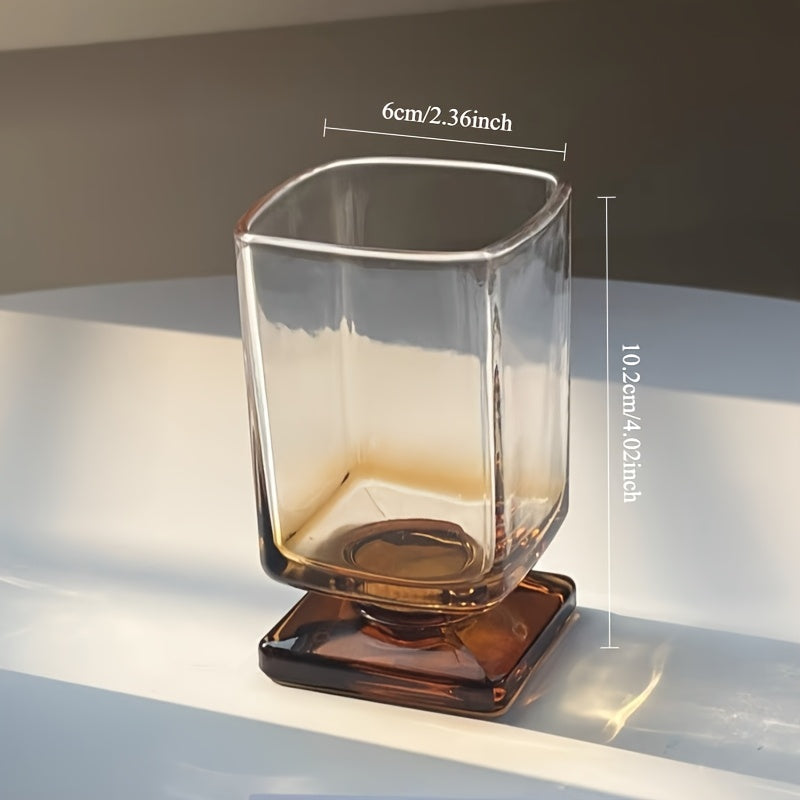 Square Glass Cups with Maillard Brown Tapered Design