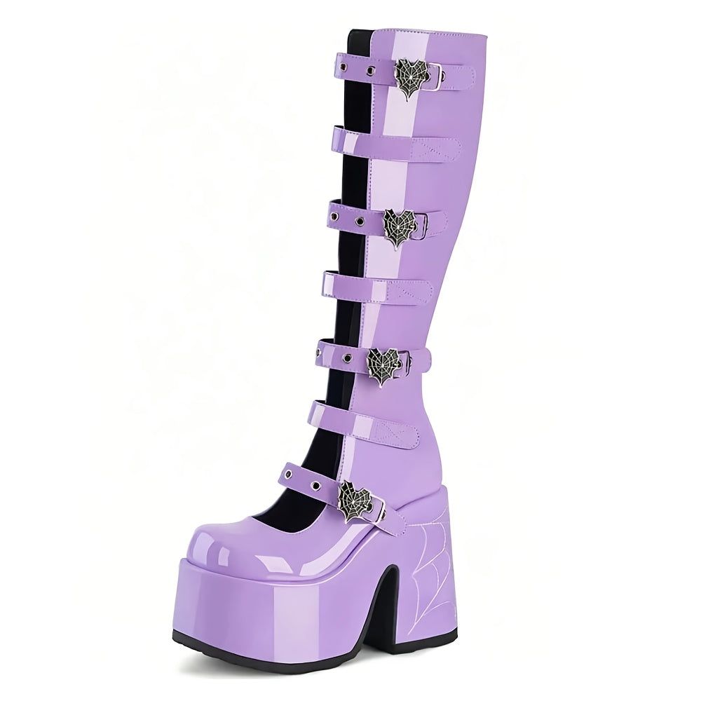 Knee-High Boots with Chunky Heel Platform