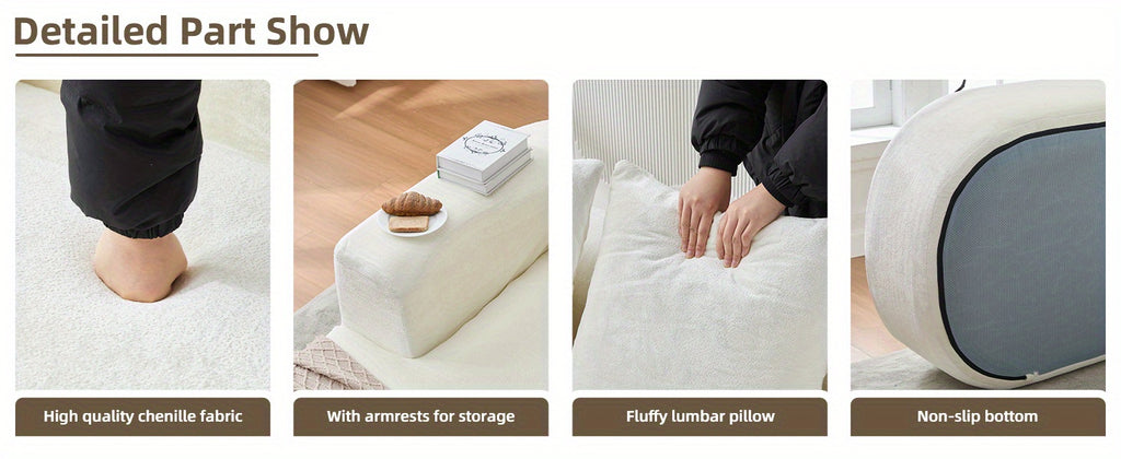 100'' Modern Curved Sofa Couch With Chaise And 4 Pillows