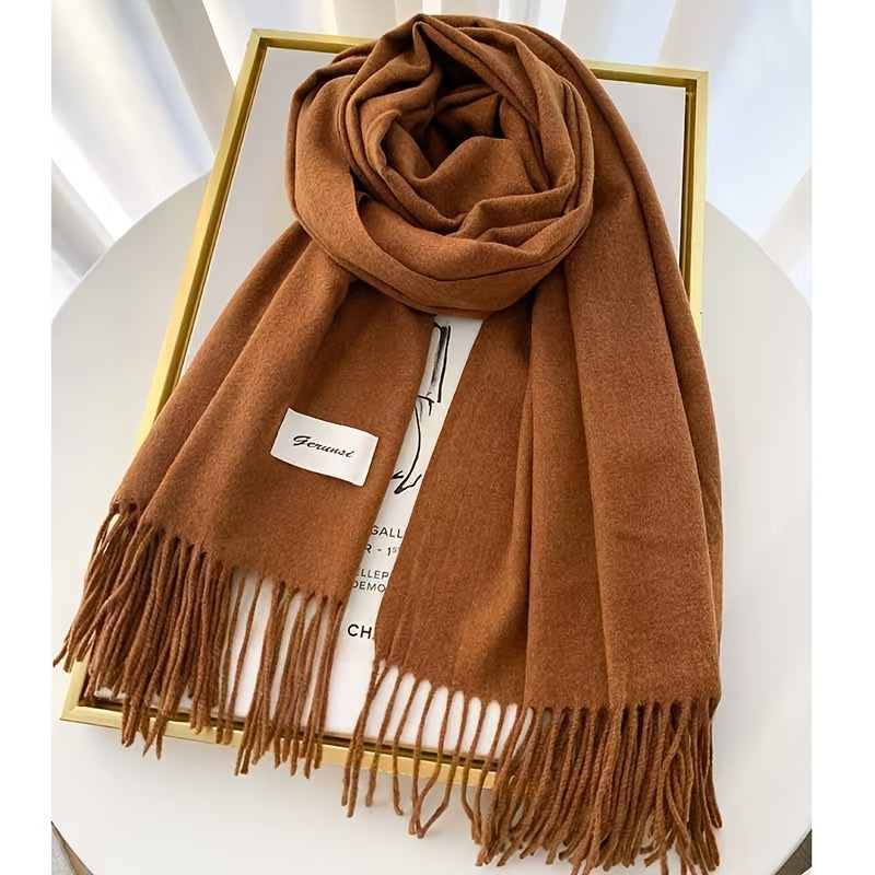 Solid Color Tassel Scarf