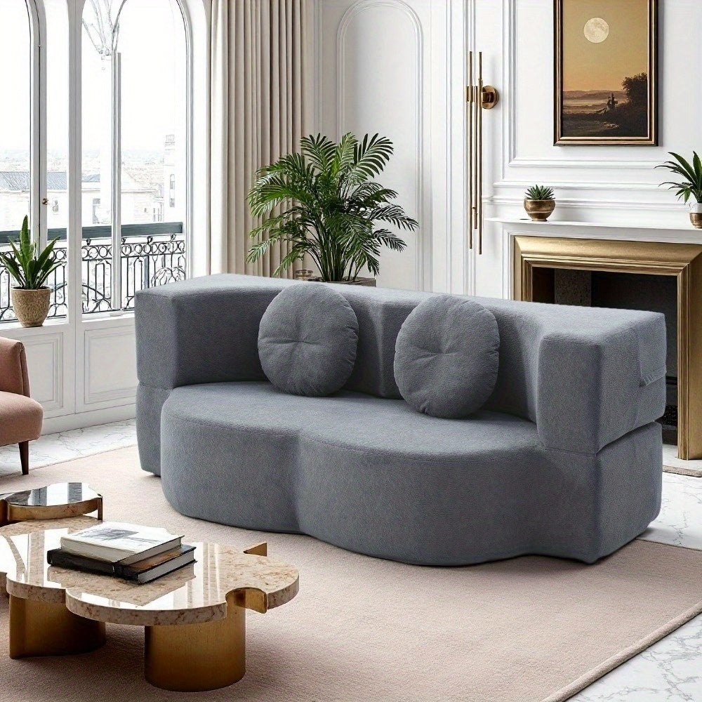 2-in-1 Convertible Folding Sofa Bed with Mattress