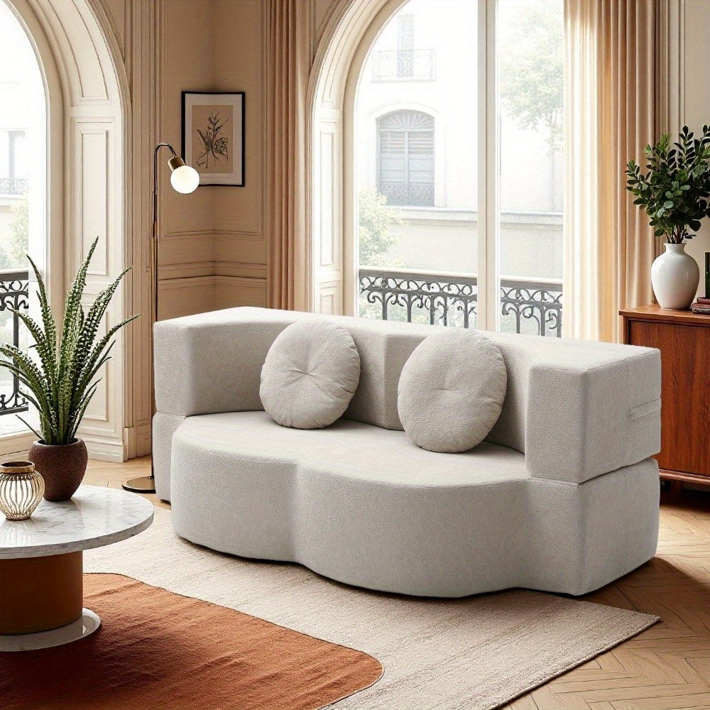 2-in-1 Convertible Folding Sofa Bed with Mattress