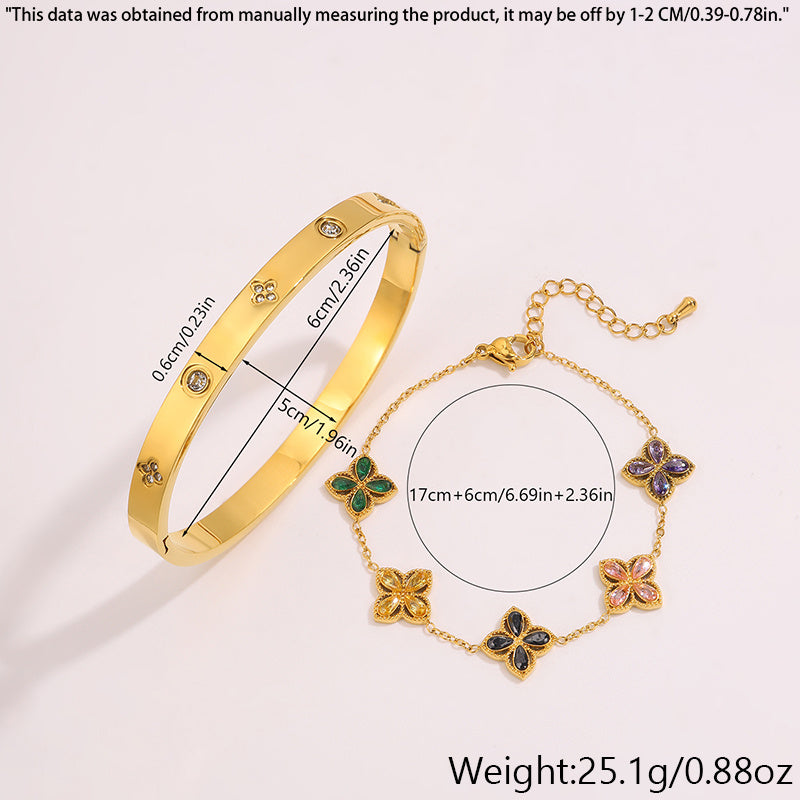 {2pcs} Stainless Steel Bracelet Set