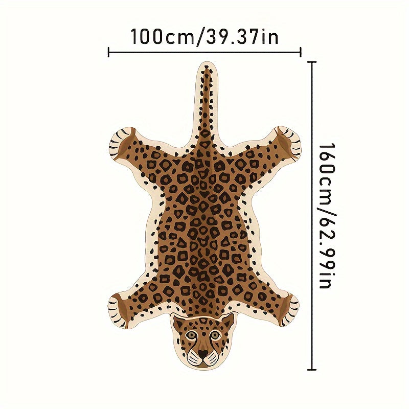 Plush Leopard Print Area Mat
