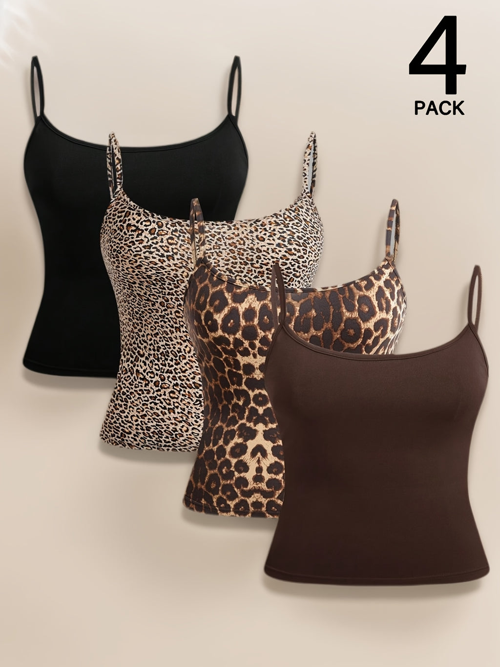 {4pcs} Leopard Print Cami Tops