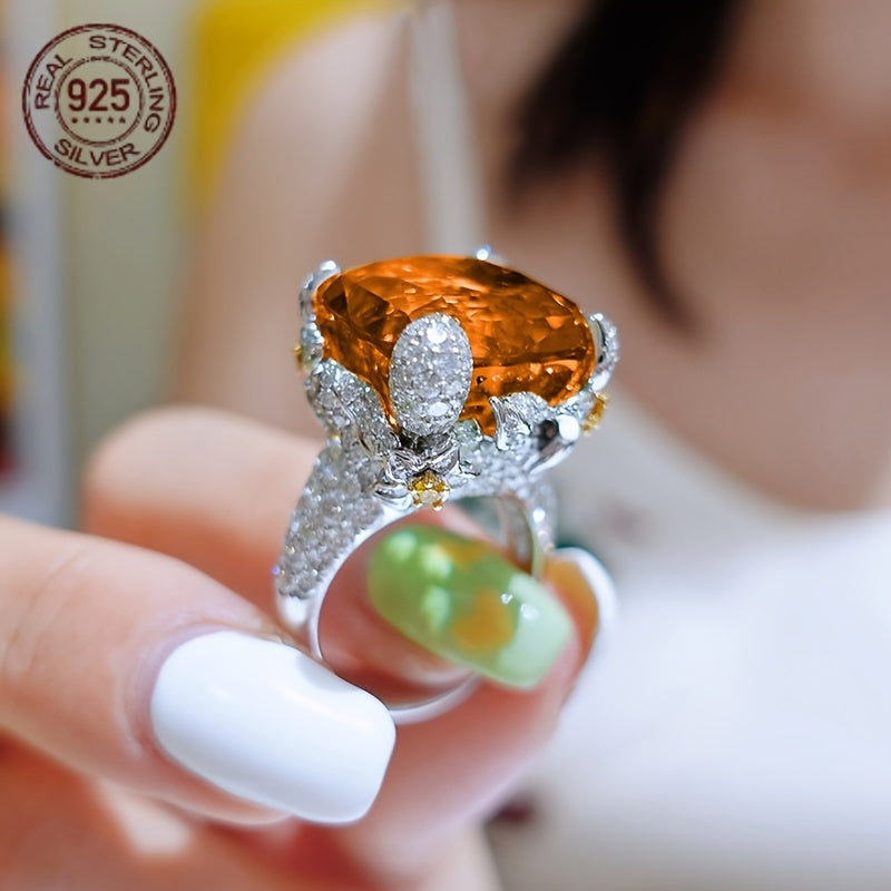 Orange Synthetic Champagne Zirconia Ring