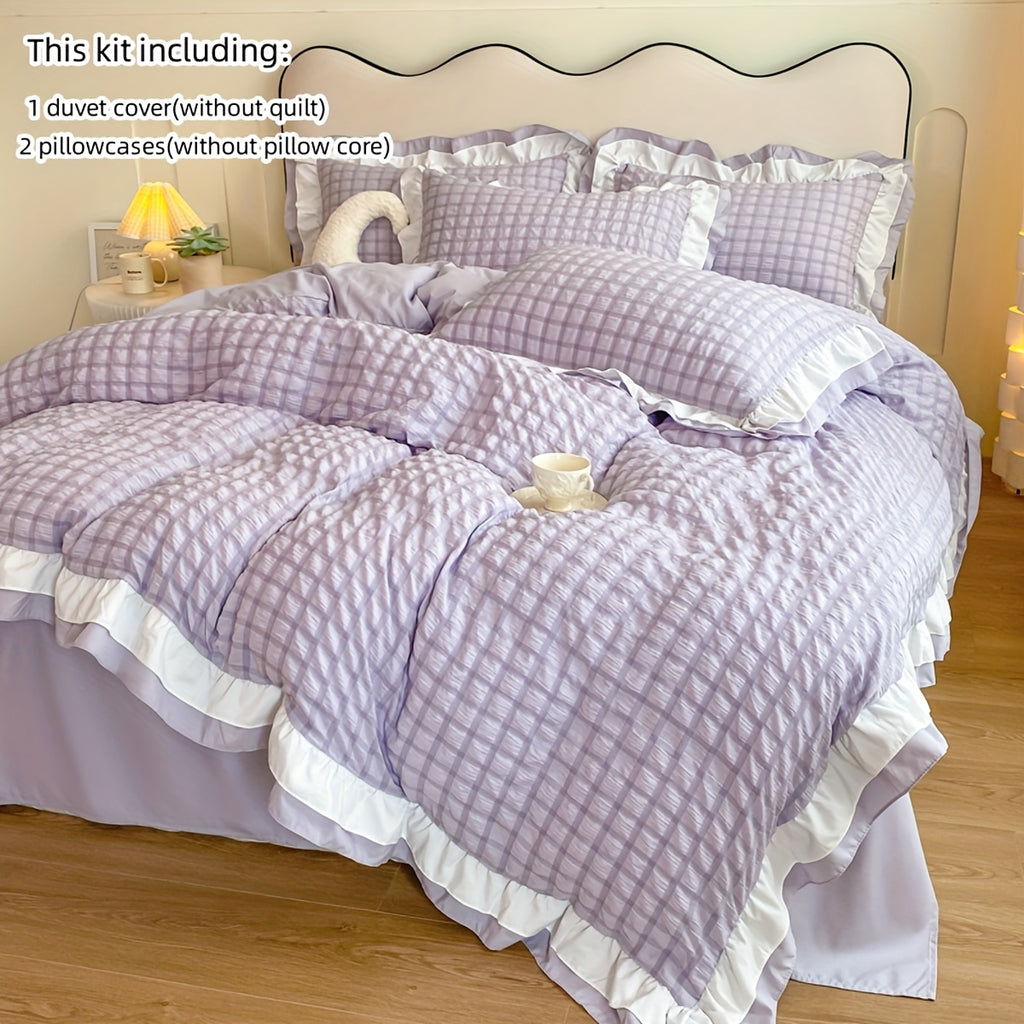 Double-Layer Lace Duvet Cover and Pillowcase Set