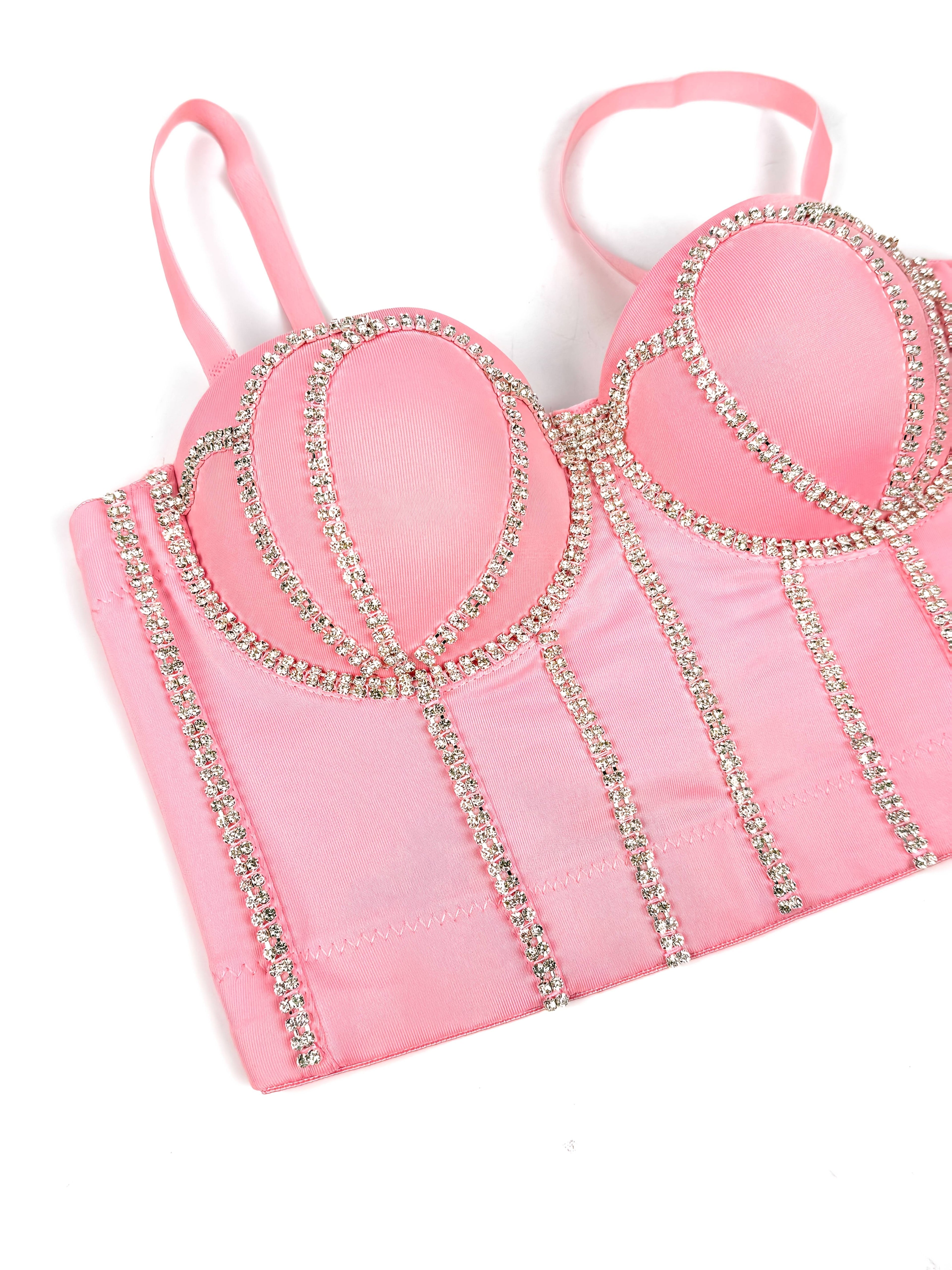 #8185 French Design Sleeveless Vest, Niche Shaping Underwear for Women, Fishbone Top with Studs and Shiny Rhinestones, Women'S Group Tightening Wrap Chest