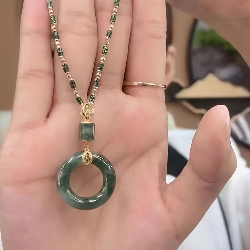 Elegant Artificial Jade Pendant Necklace