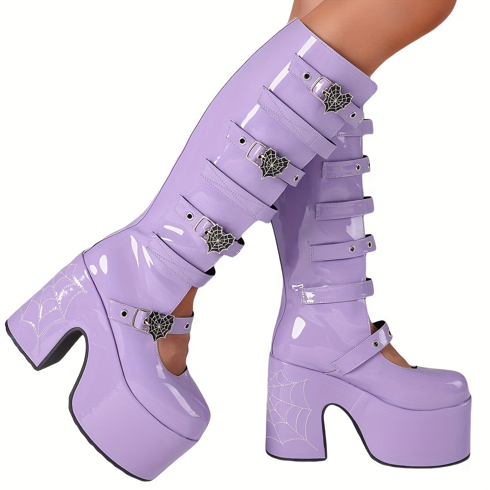 Knee-High Boots with Chunky Heel Platform