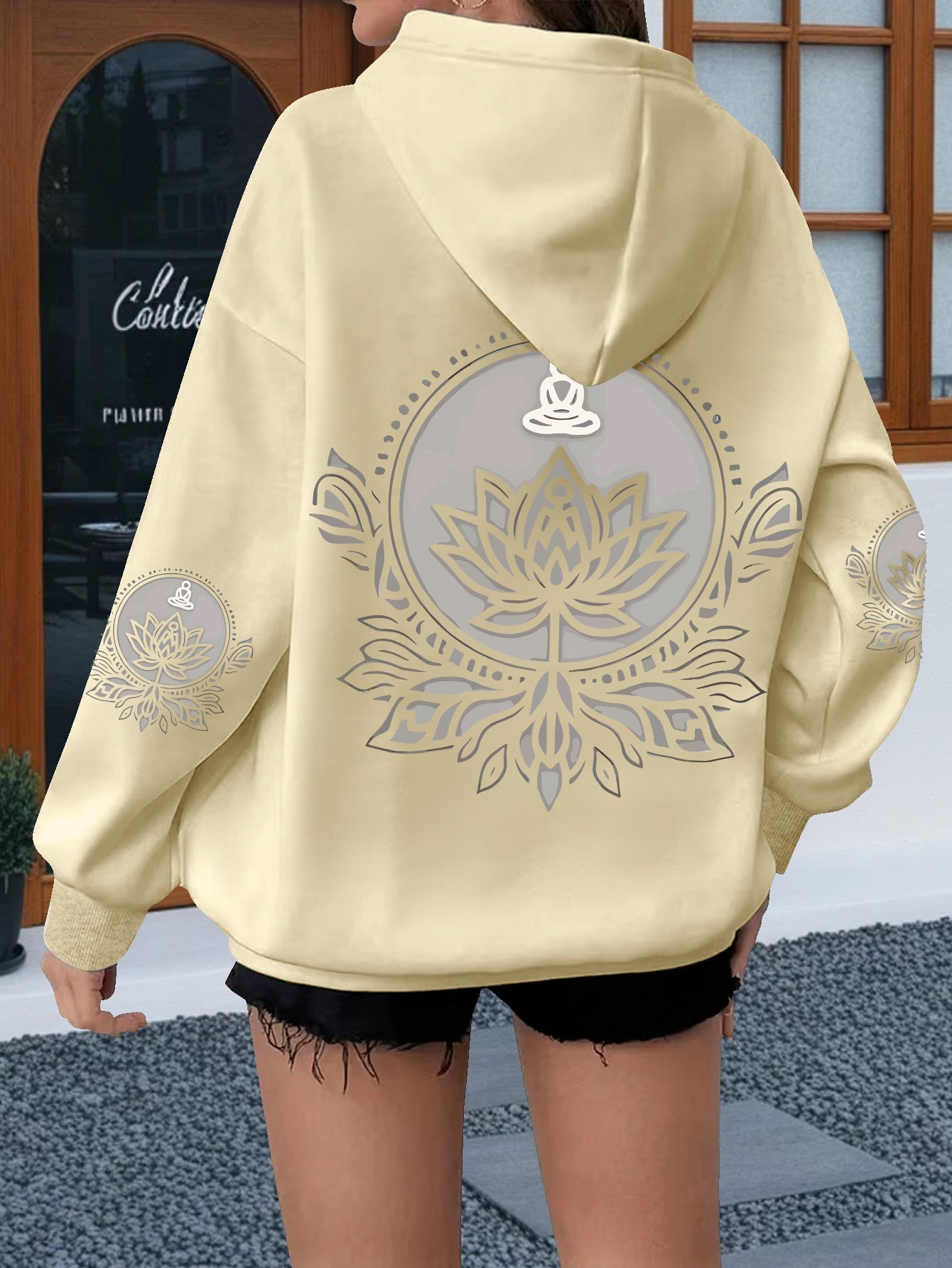 Hoodie with for Lotus Flower Graphic