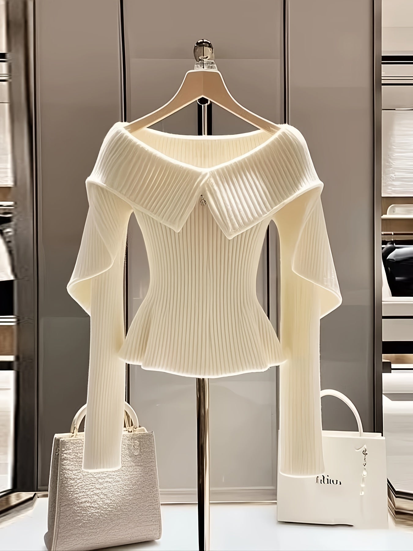 Off-Shoulder Ribbed Sweater