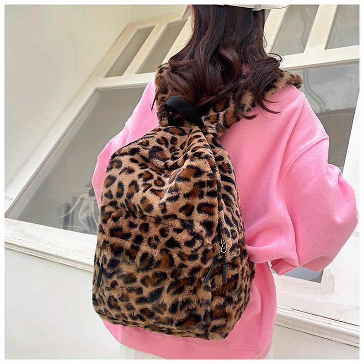 Leopard Fleece Backpack