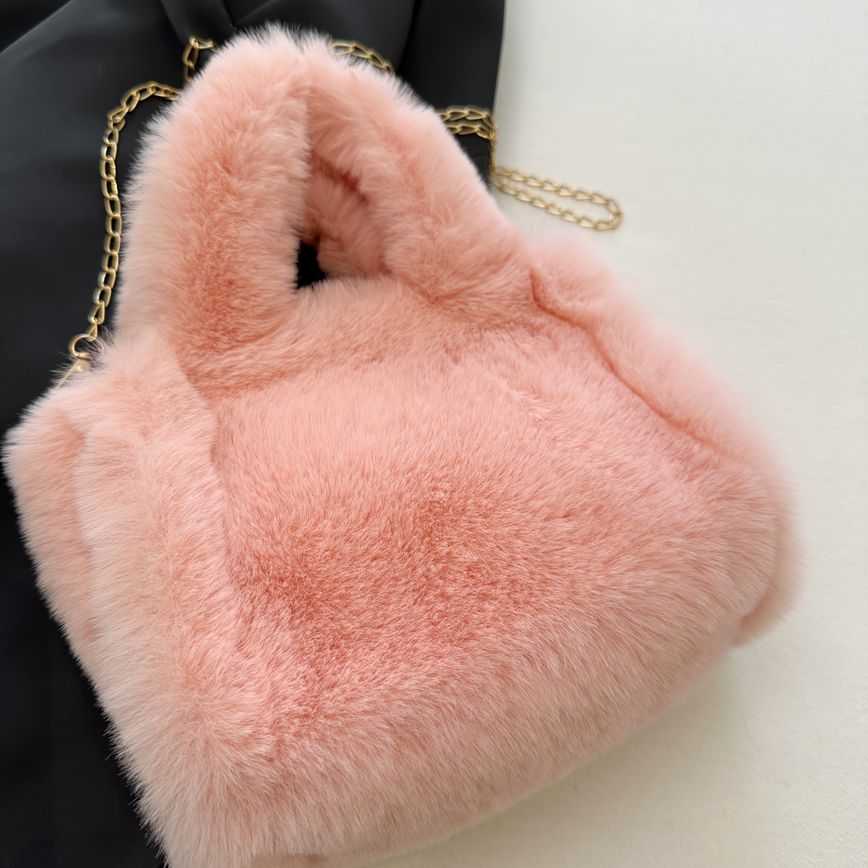 Plush Faux Fox Fur Classic Stylish Versatile Casual Shoulder Bag