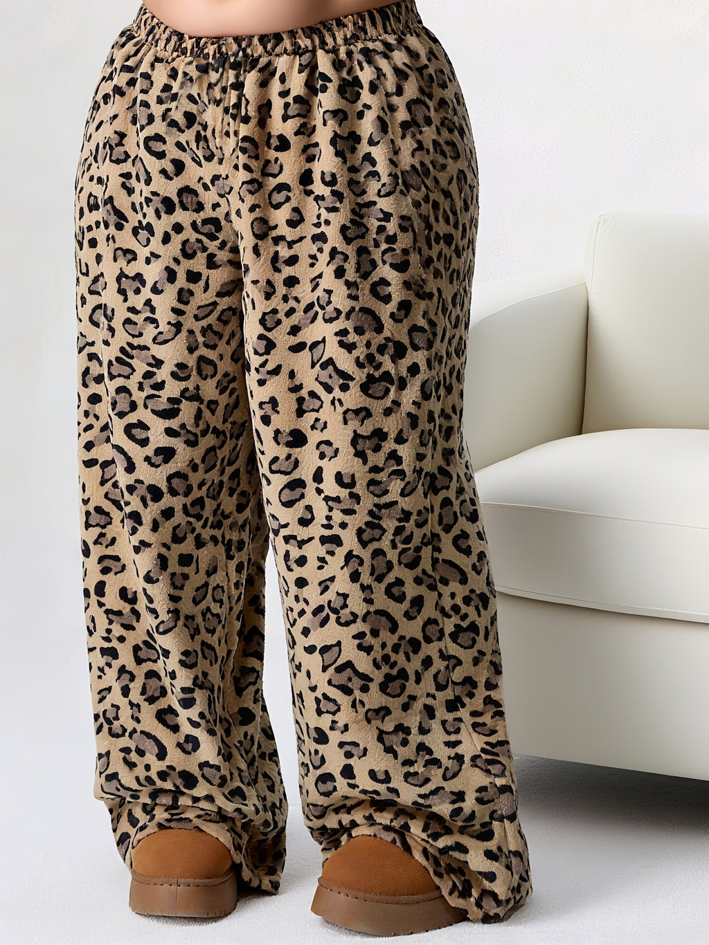 Loose Bow Design Leopard Print Pants
