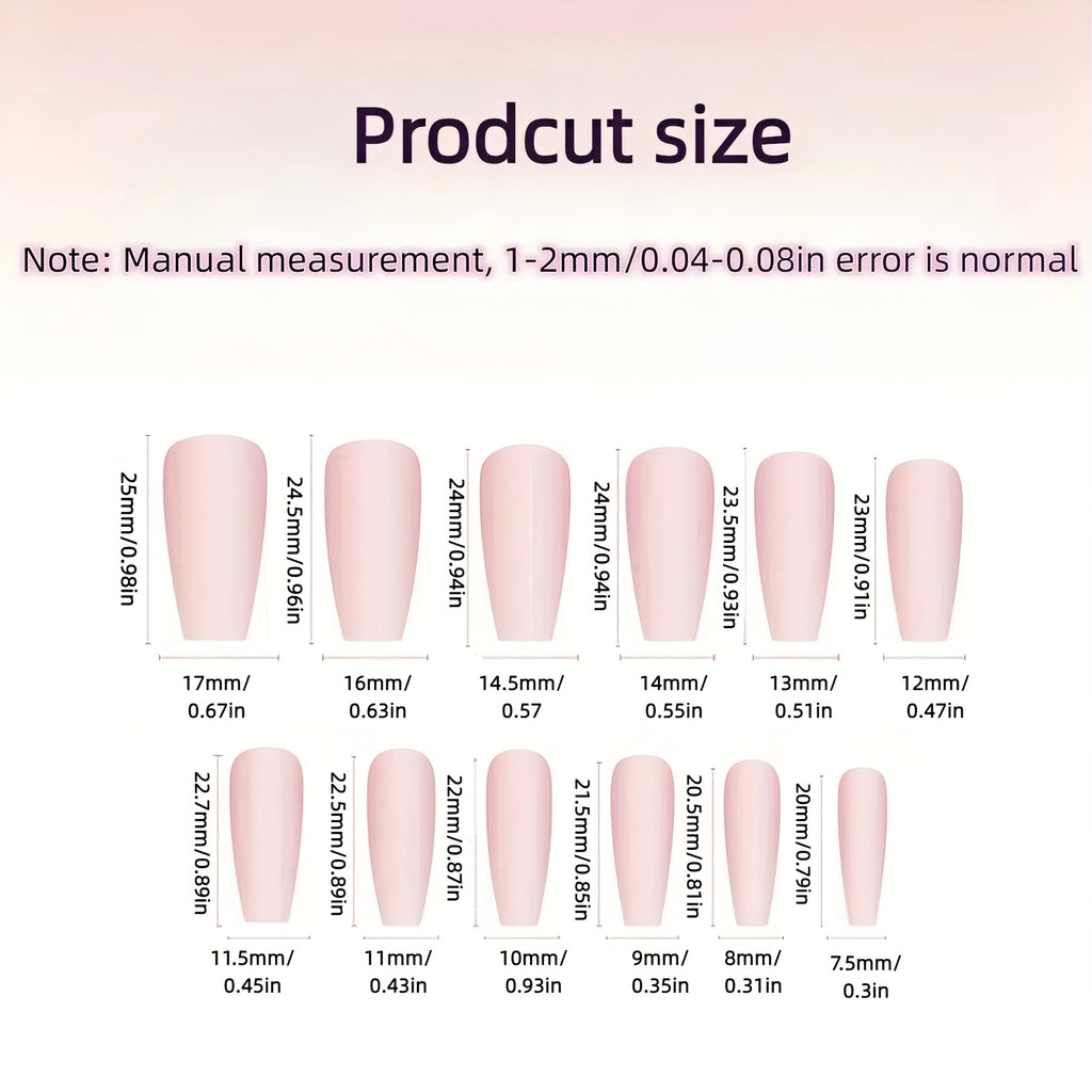 [24pcs} Spring and Summer Pink Gradient Flower Lace Bow Medium Ballet Shaped Nails