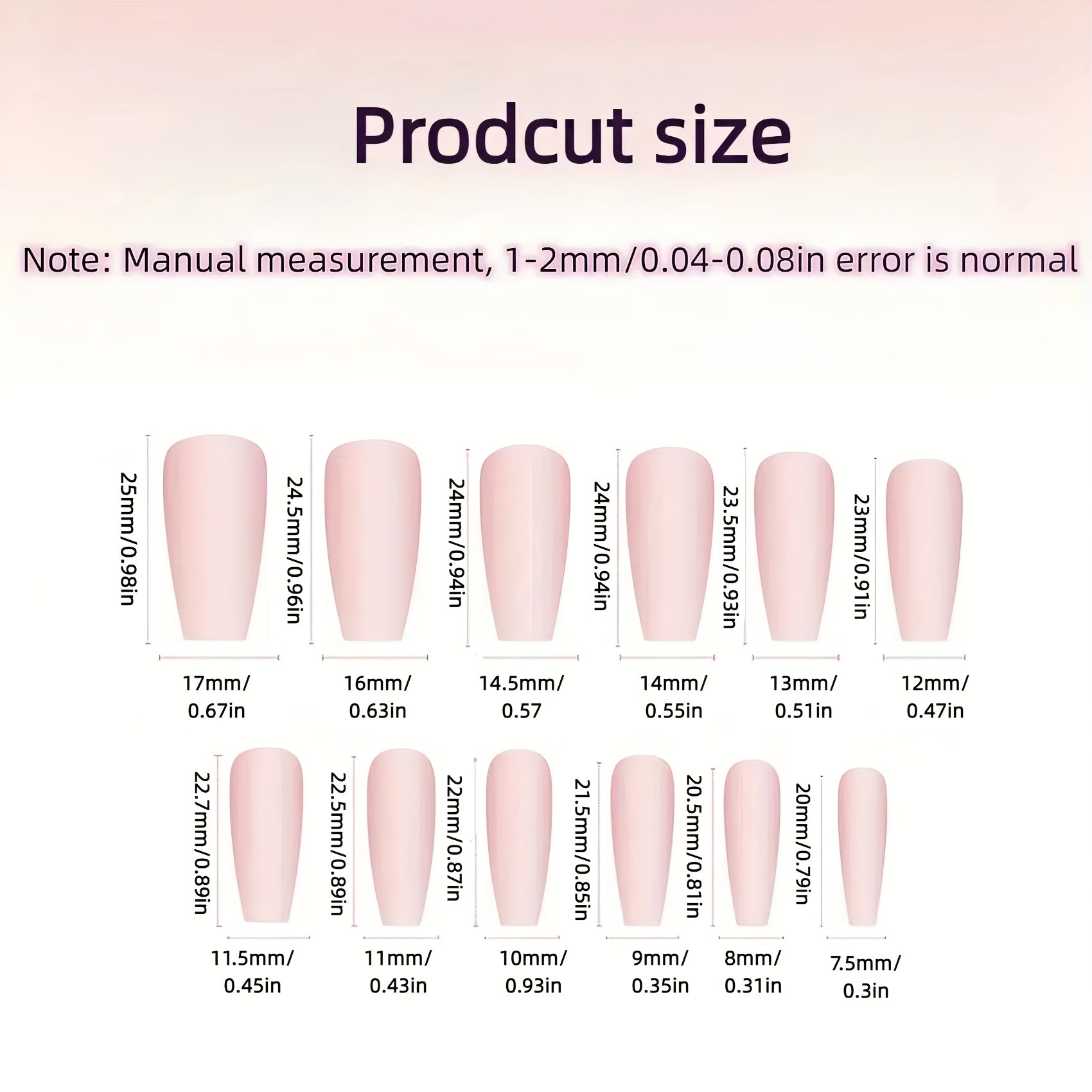 [24pcs} Spring and Summer Pink Gradient Flower Lace Bow Medium Ballet Shaped Nails
