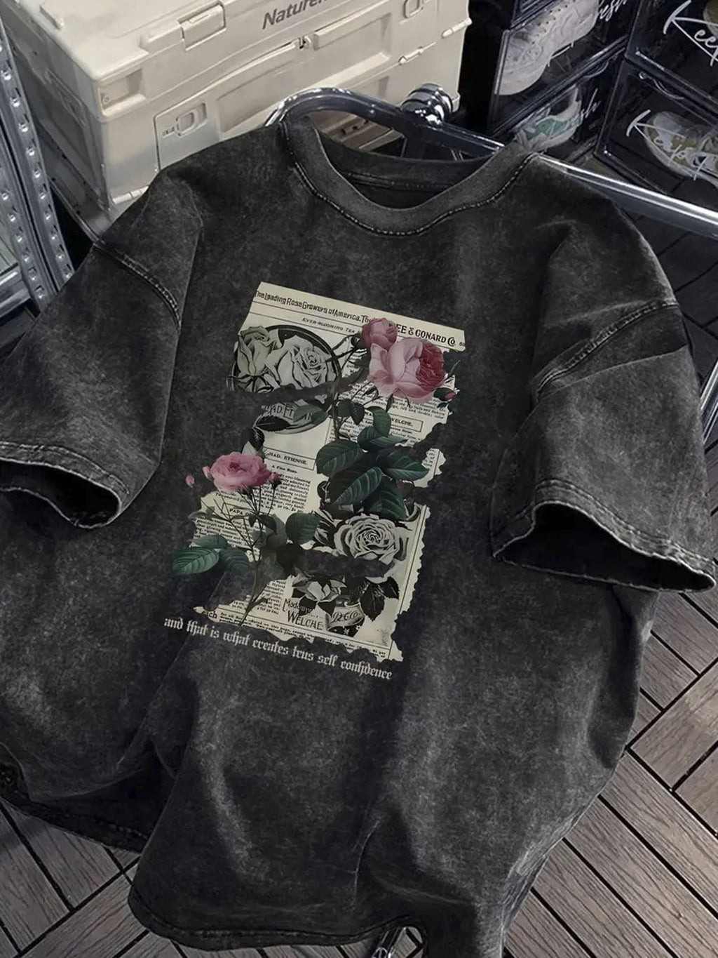 230G Washed, Retro Geometric Printed T-Shirt, High-Quality Wax Printed Retro Fashion Brand T-Shirt, Suitable for Summer T-Shirts And Holiday Gifts with a Certain Thickness W