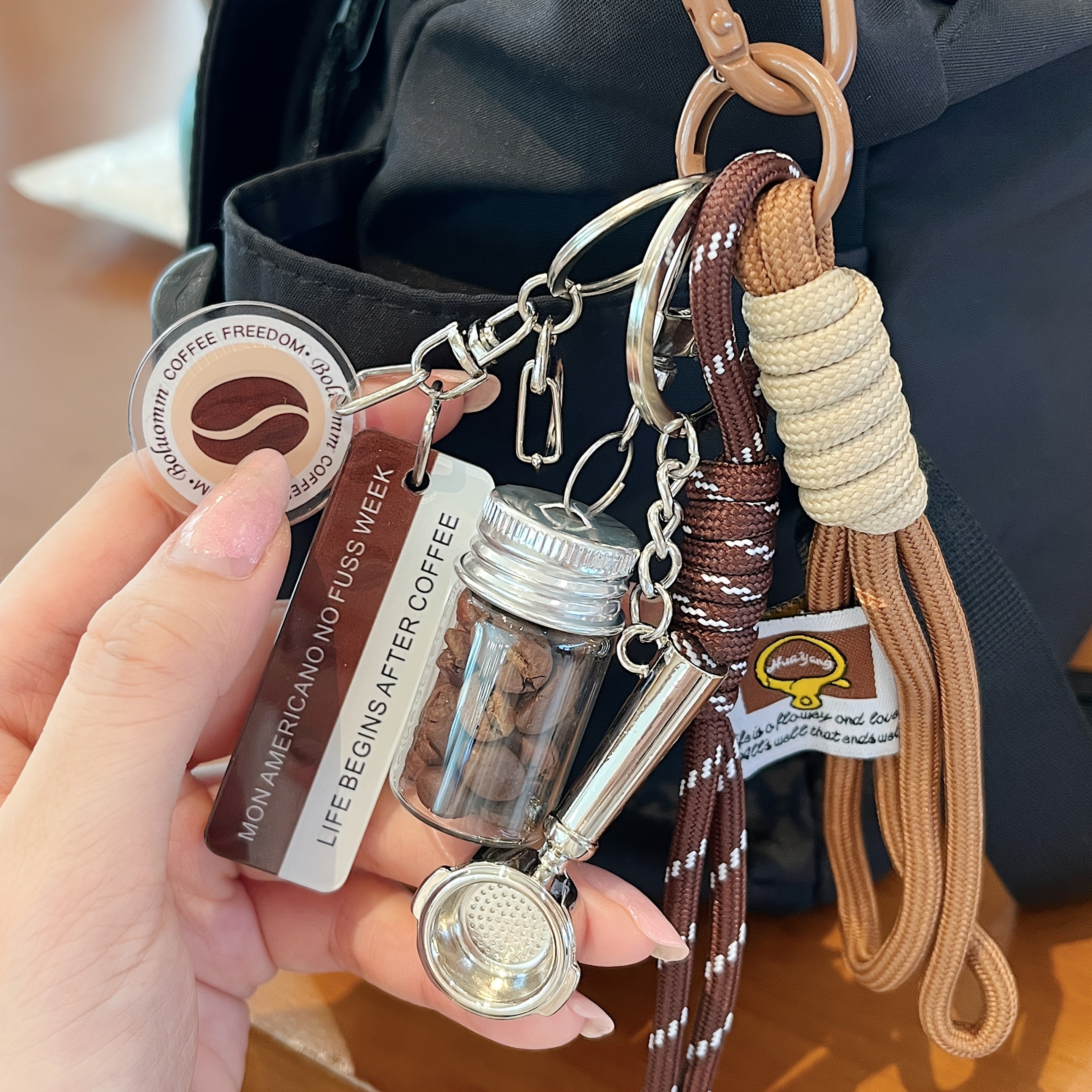 Multicolor Two-Tone Bag Charms Keychain