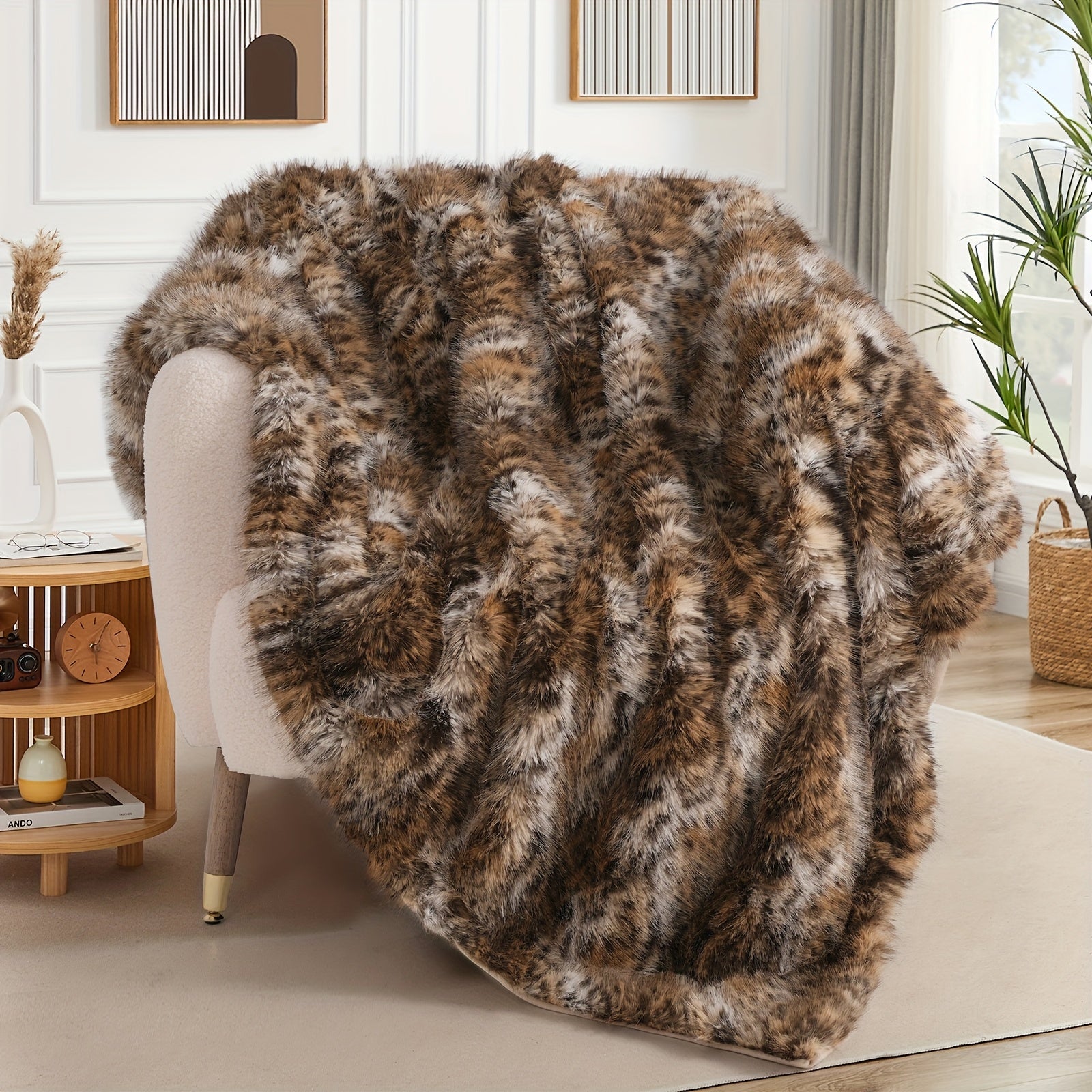 Faux Fur Leopard Print Blanket