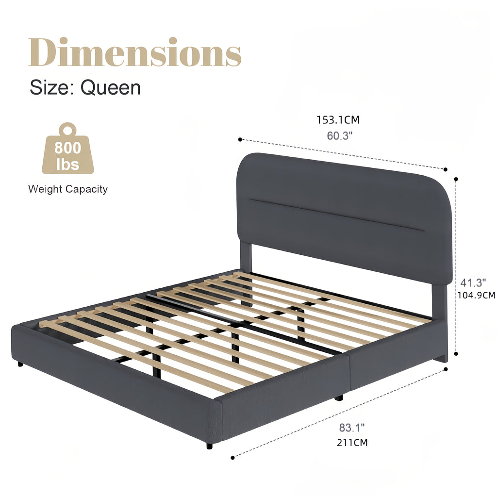 Upholstered Bed Frame with Headboard