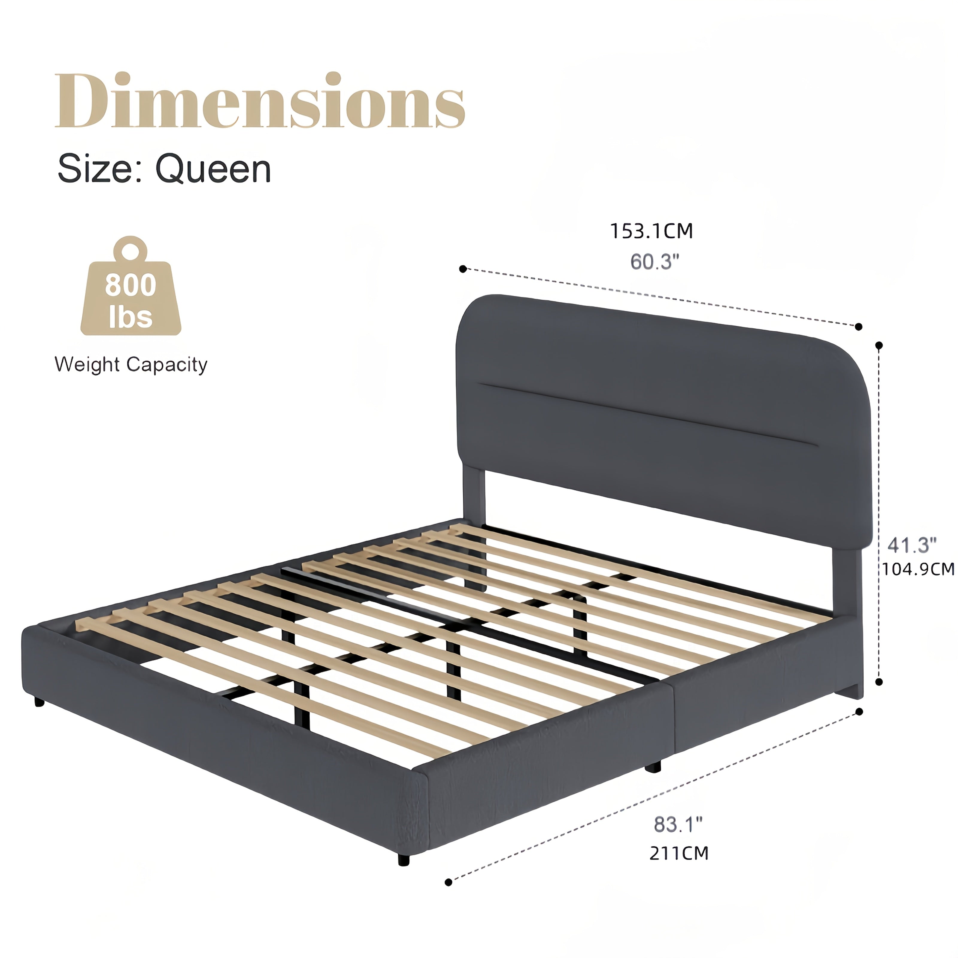 Upholstered Bed Frame with Headboard