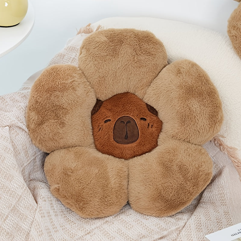 Flower Capybara Throw Pillow