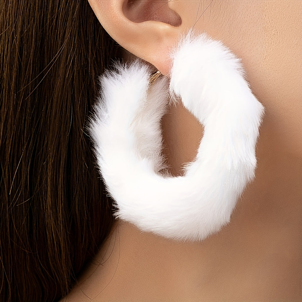 Fluffy Furry Hoop Earrings