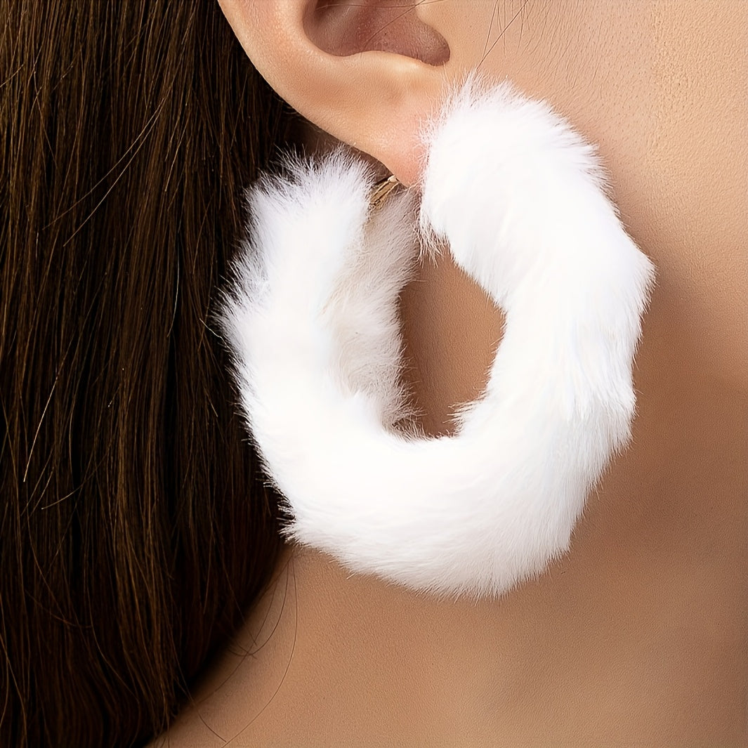 Fluffy Furry Hoop Earrings