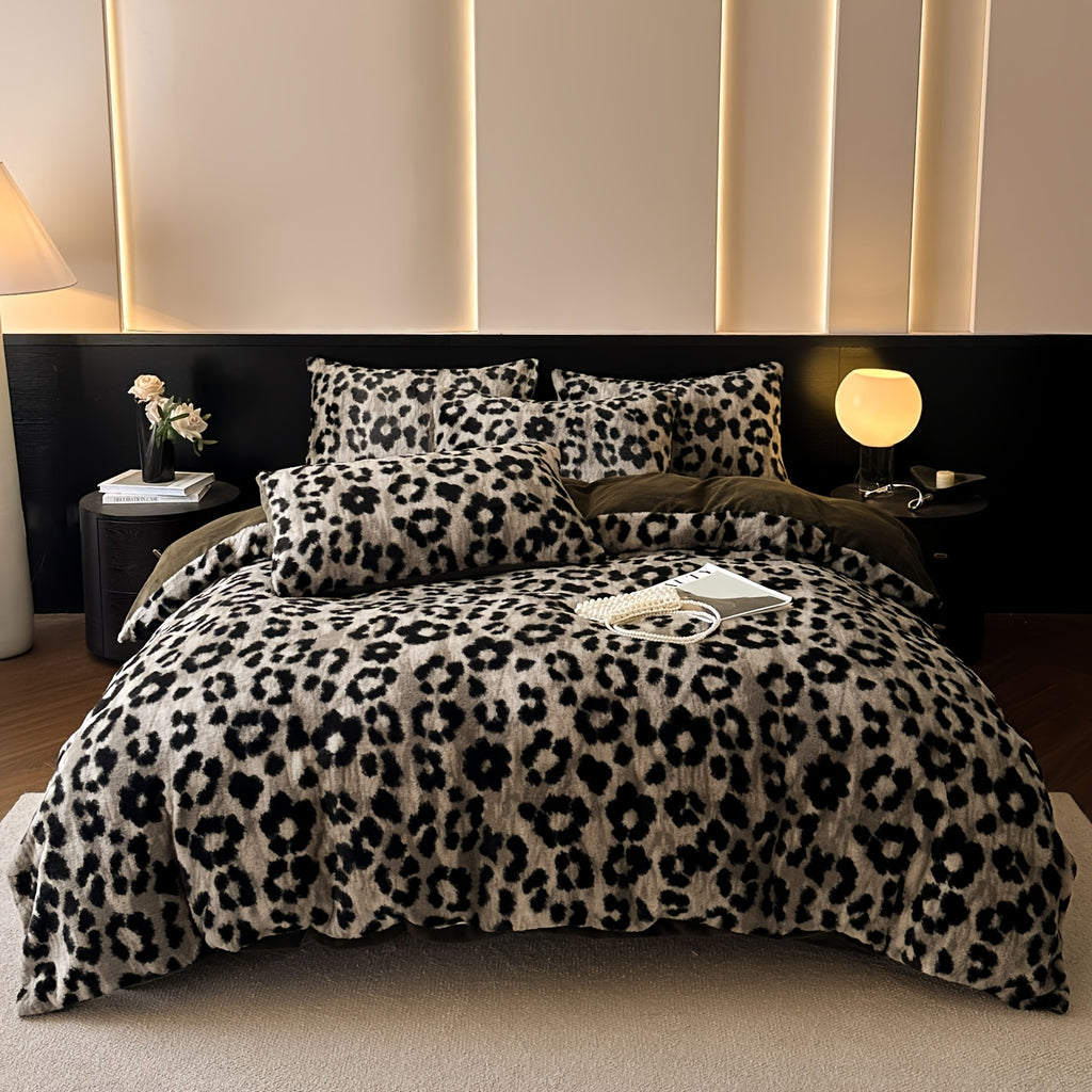 {3/4pcs} Leopard Print Duvet Cover and Bed Sheets