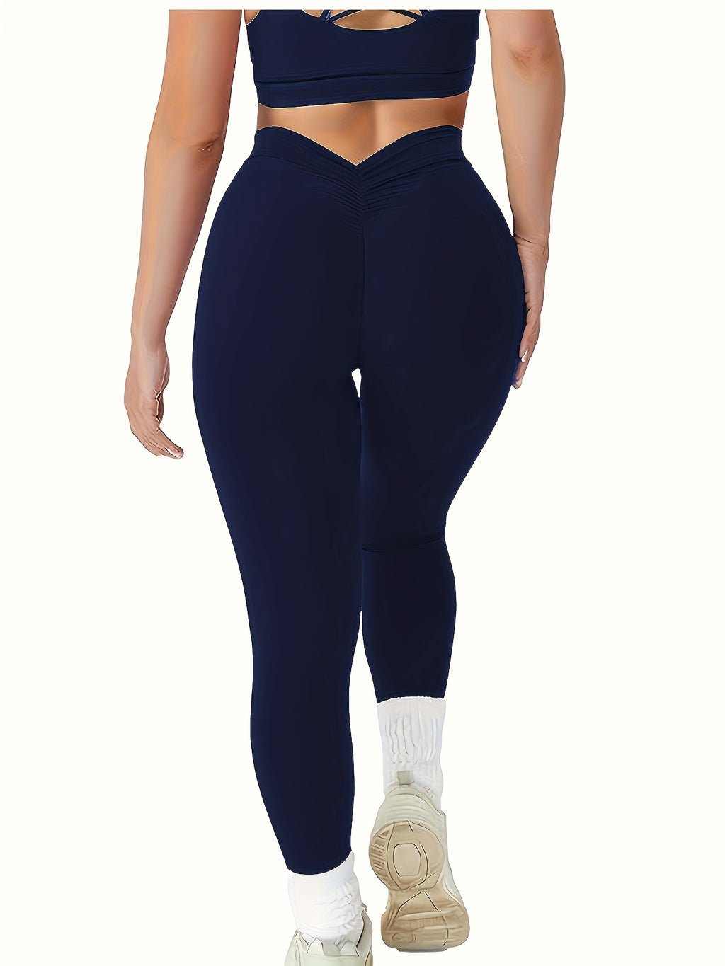 Women's High-Waist V-Cut Yoga Leggings - Stretchy, Butt-Lifting, Non-See-Through Fitness Pants for All Seasons, Brown, Yoga Pants