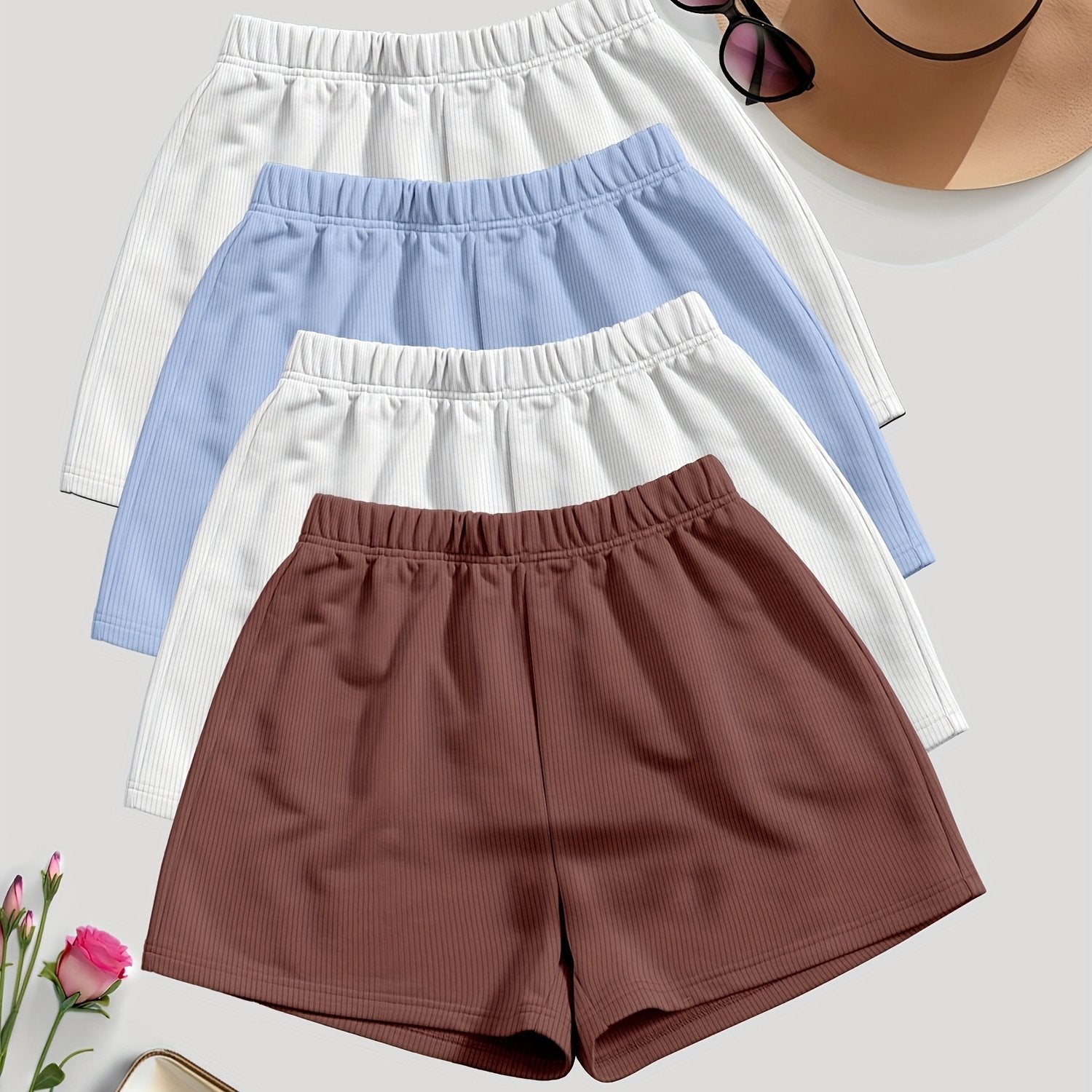 Solid Color Casual Shorts {4pcs}