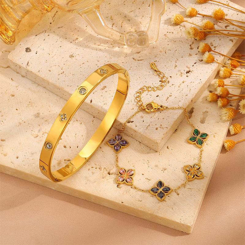 {2pcs} Stainless Steel Bracelet Set