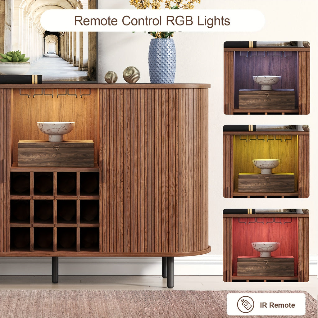 Wine Bar Cabinet with LED Light