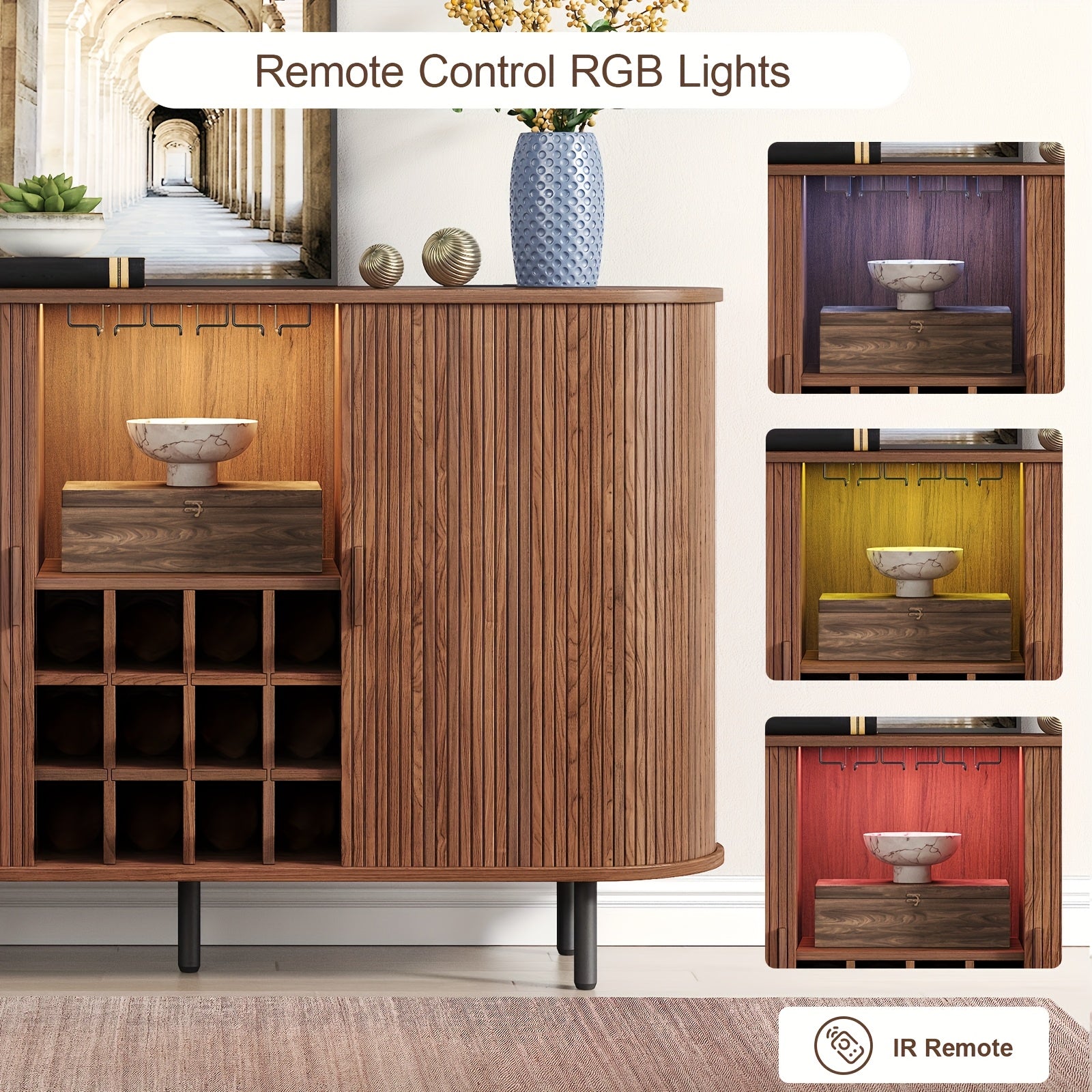 Wine Bar Cabinet with LED Light