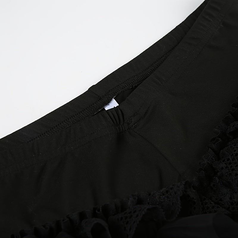 Lace Trim Tiered Shorts