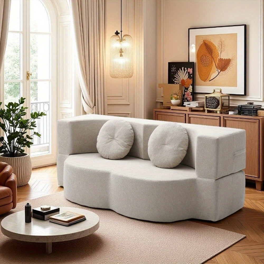 2-in-1 Convertible Folding Sofa Bed with Mattress