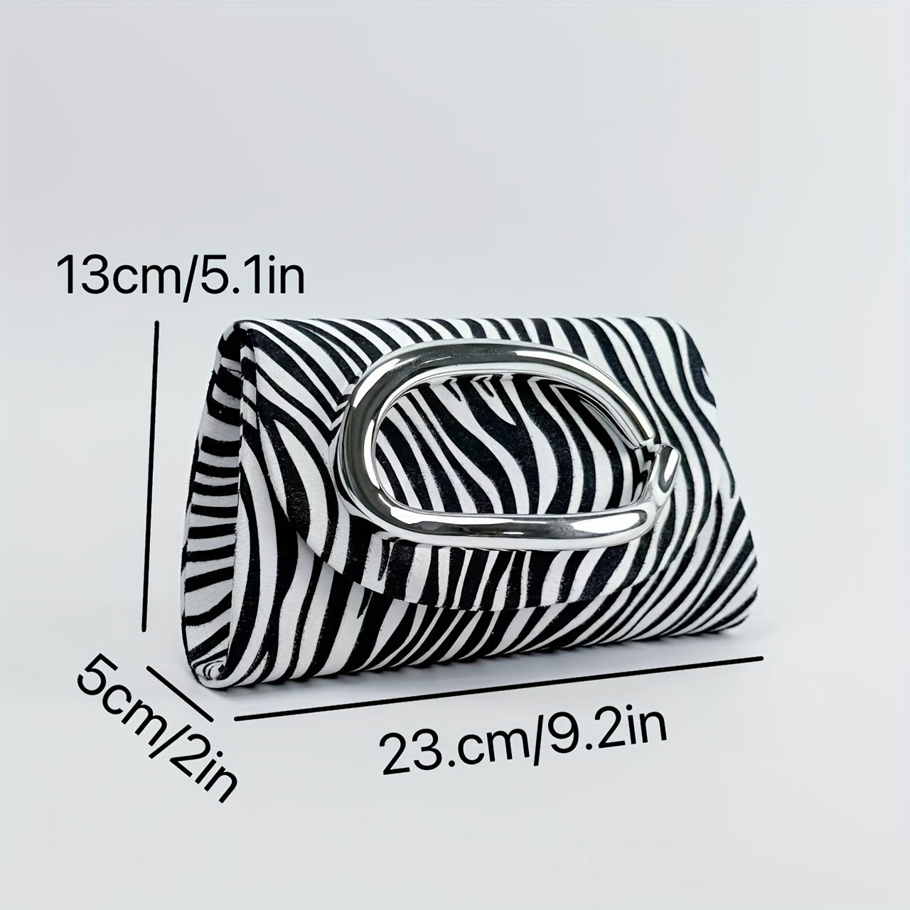 Women'S Elegant Evening Clutch Purse - Magnetic Closure & Detachable Chain Strap, Black & White Zebra Stripe Pattern, Corduroy Formal event bag for Parties, Weddings, Everyday - Luxury Party Handbag Gift for Women, Ladies Han