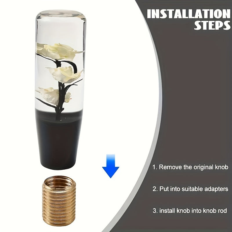 Unique Rose-Shaped 4" Resin Crystal Gear Shift Knob