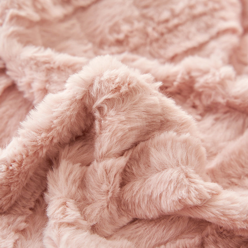 Faux Rabbit Fur Embossed Milk Duvet Cover