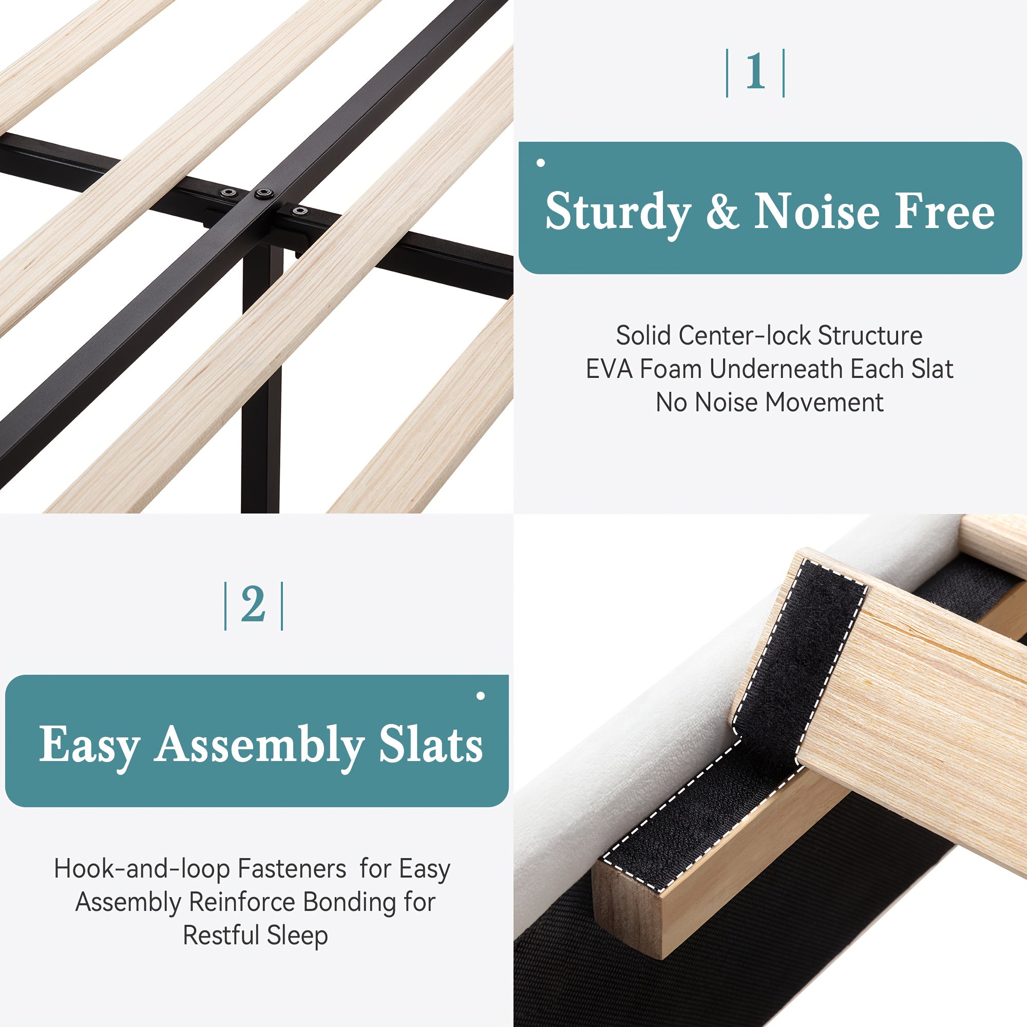 Modern Velvet Upholstered Bed Frame with Adjustable Headboard