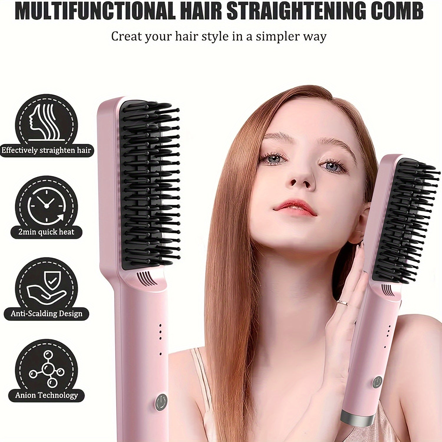 3-Minute Fast Straight Hair Comb with Ceramic Heating