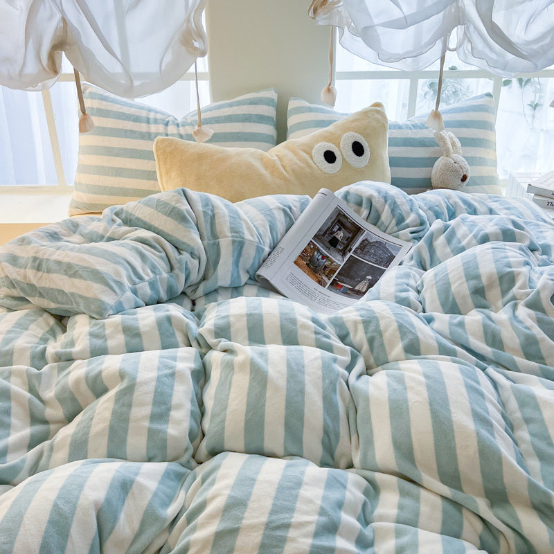 Milk Fleece Striped Duvet Cover