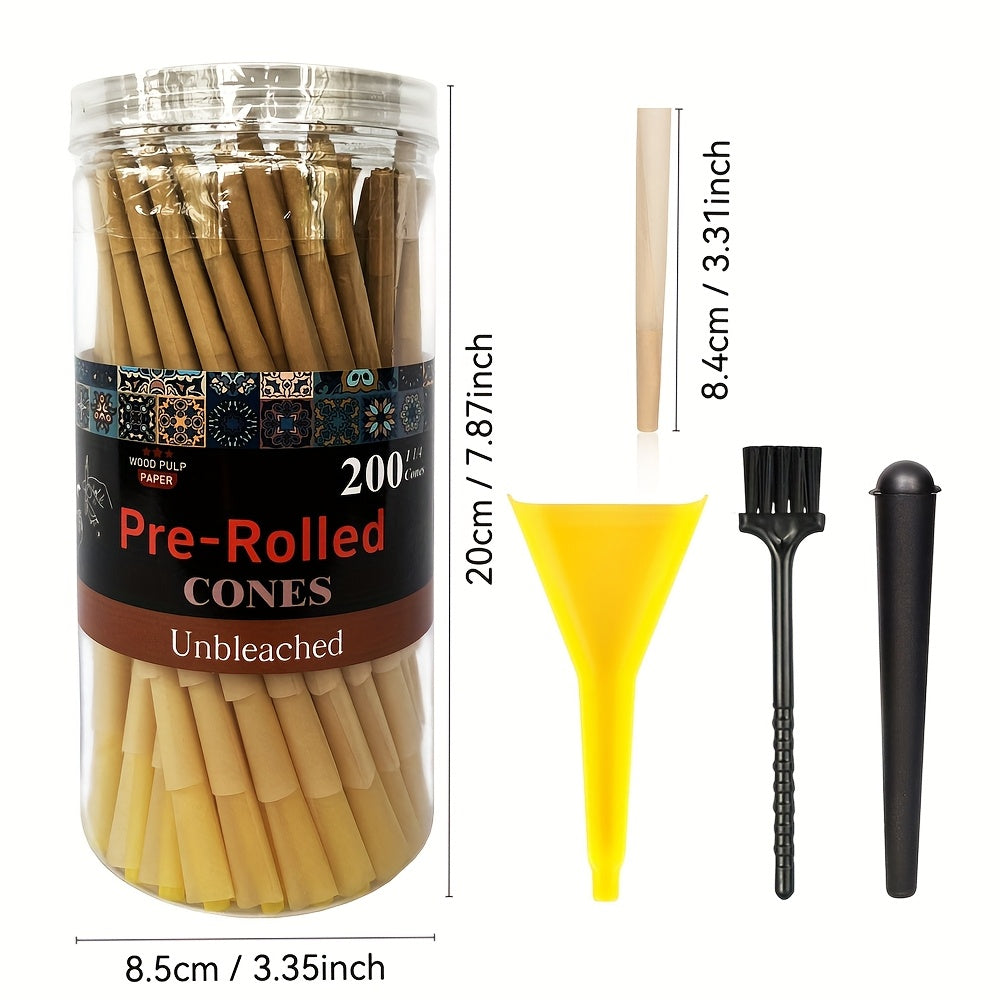 200pcs Unbleached 1 1/ 4 Size Pre-Rolled Papers Cone