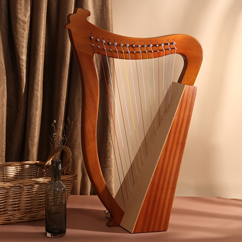 19 String Mahogany Solid Wooden Lyre Harp