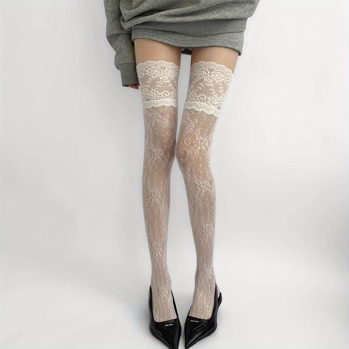 Over-The-Knee Socks with Lace Trim