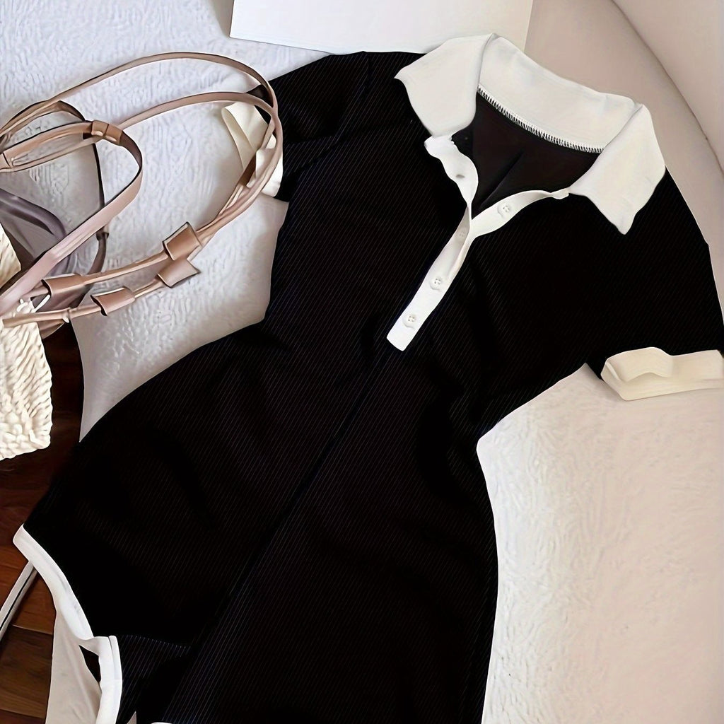 Black & White Contrast Collar Jumpsuit