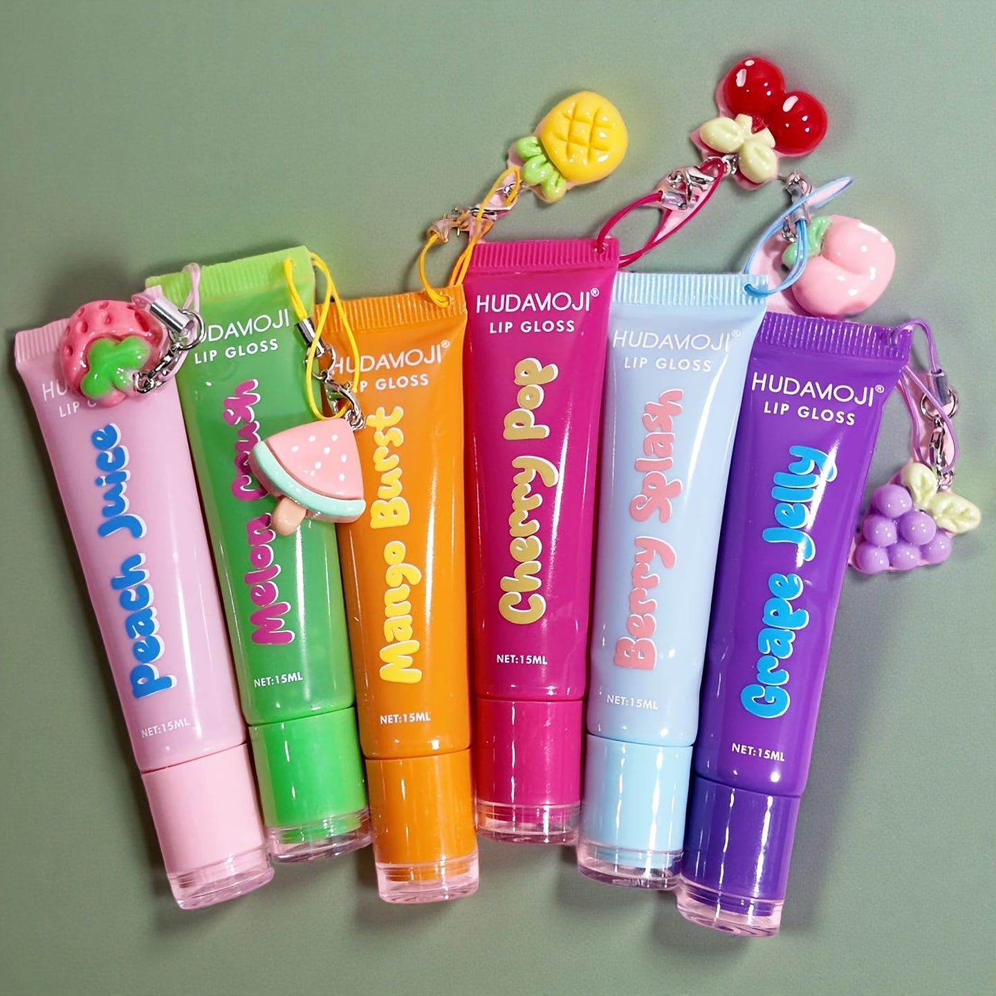 24pcs Fruit Flavored Moisturizing Lip Balm Set with Fruit Charm