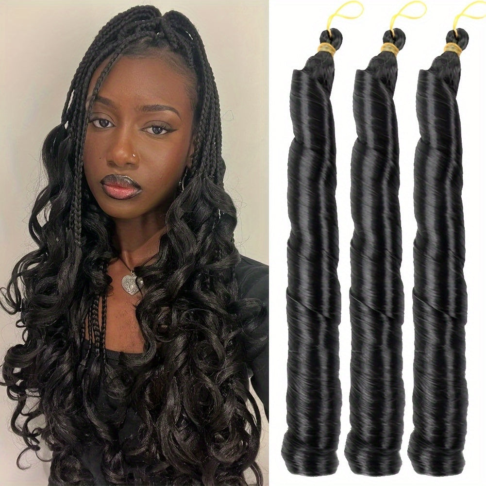 3pcs 22" Pre-Stretched French Curl Braiding Hair Extensions for Women - Loose Wave Synthetic Crochet Braids