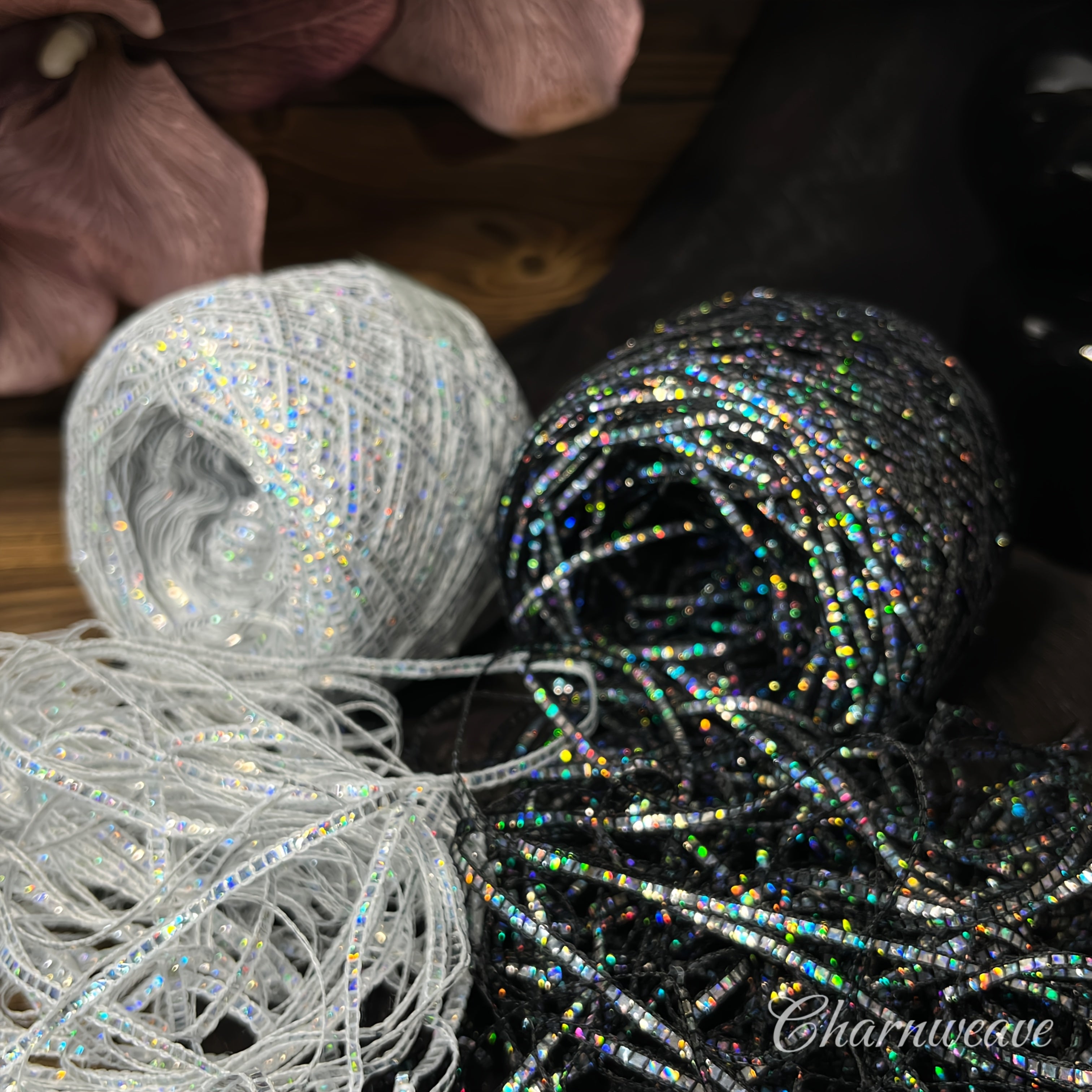 Multicolor Sparkling Rainbow Laser Yarn - 1.76oz